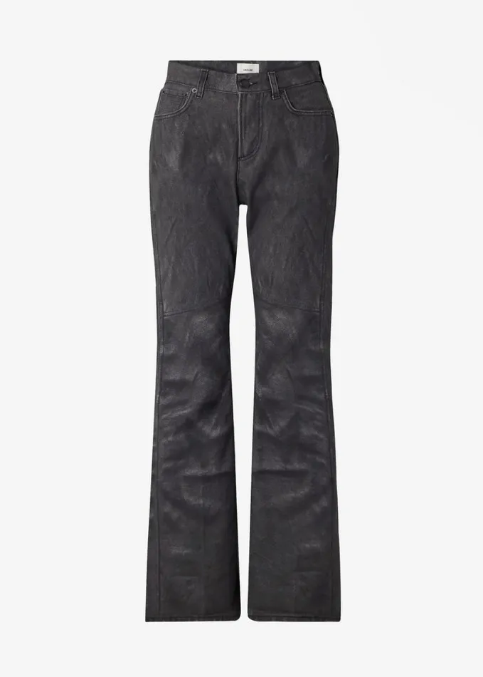 Clothing Women The Frankie Shop Haikure Flora Leather Print Flared Jeans 8211 Black