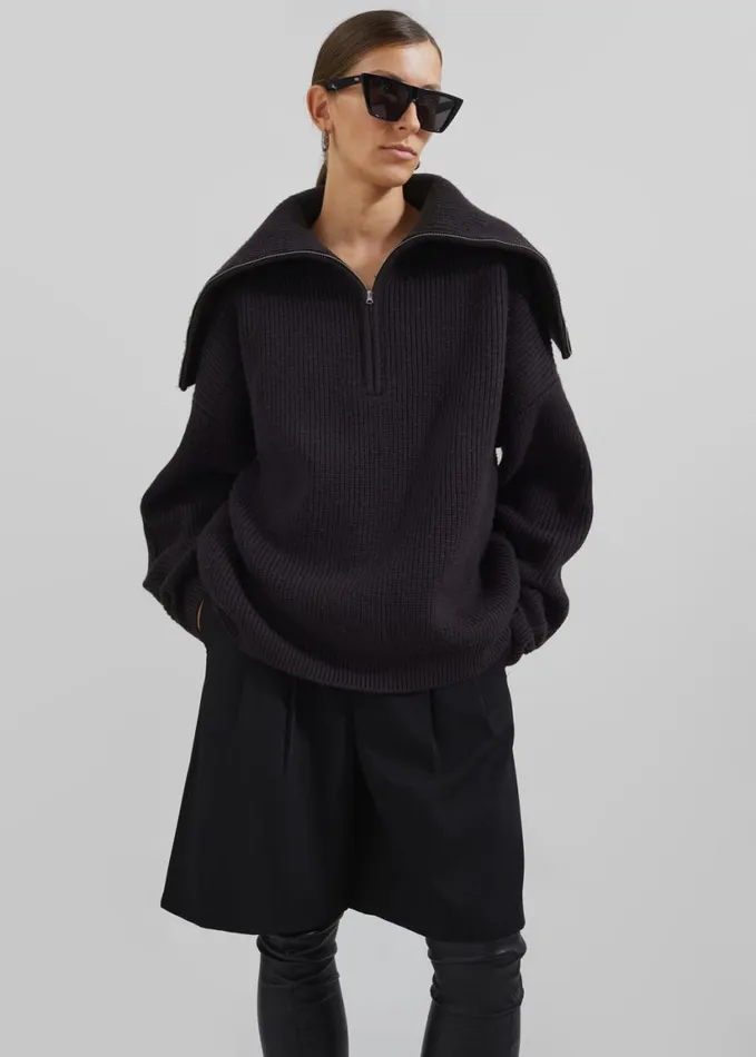 Clothing Women The Frankie Shop Hazel Oversized Wool Jumper 8211 Dark Plum