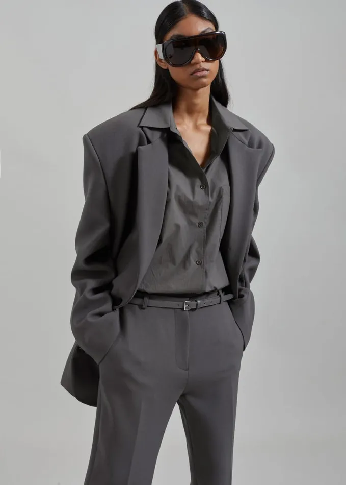 Clothing Women The Frankie Shop Helen Organic Cotton Long Shirt 8211 Light Khaki