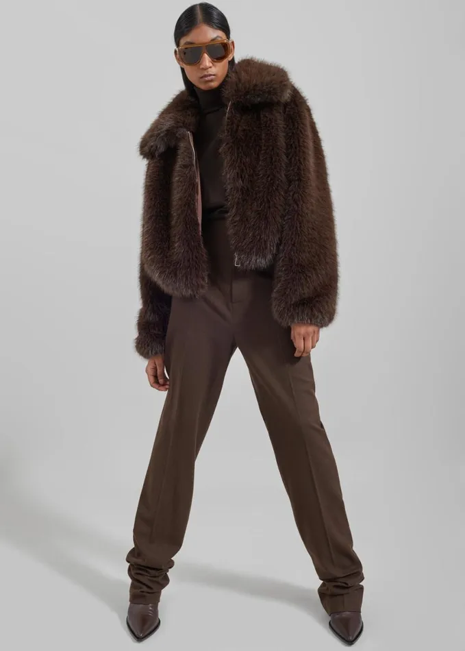 Clothing Women The Frankie Shop Hope Faux Fur Jacket 8211 Brown