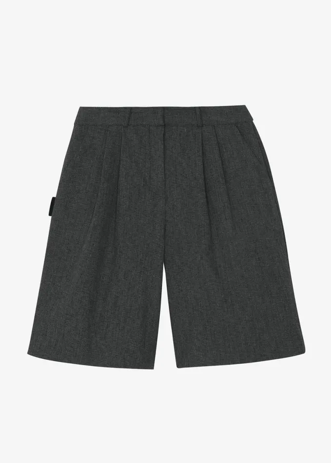 Clothing Women The Frankie Shop Isara Pleated Shorts 8211 Dark Grey Melange