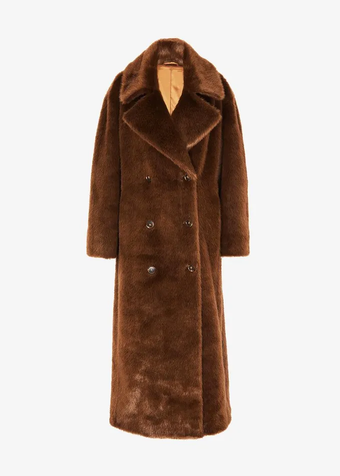Clothing Women The Frankie Shop Joni Faux Fur Coat 8211 Dark Camel
