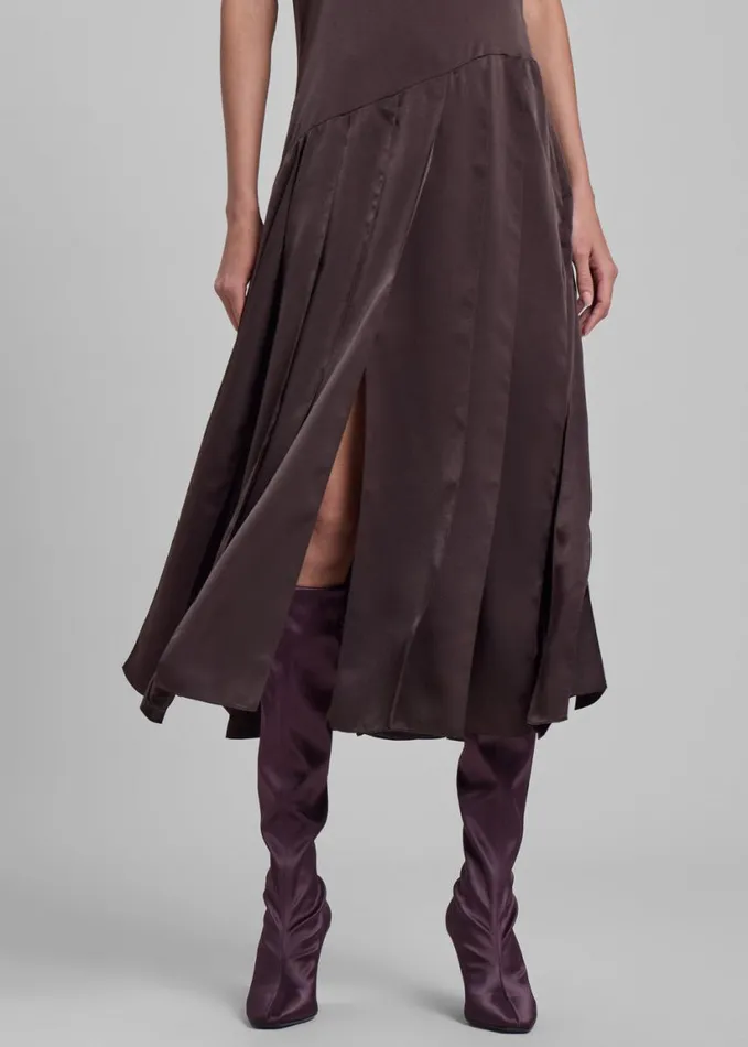 Clothing Women The Frankie Shop JW Anderson Ribbon Hem Strap Dress 8211 Chocolate Brown