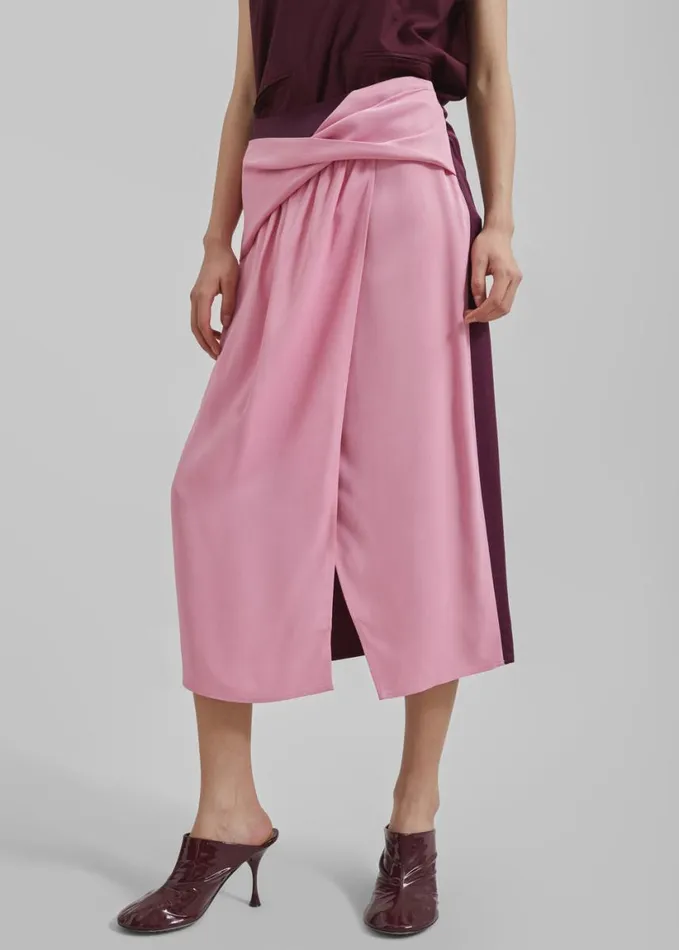 Clothing Women The Frankie Shop JW Anderson Twisted Midi Skirt 8211 Bubblegum