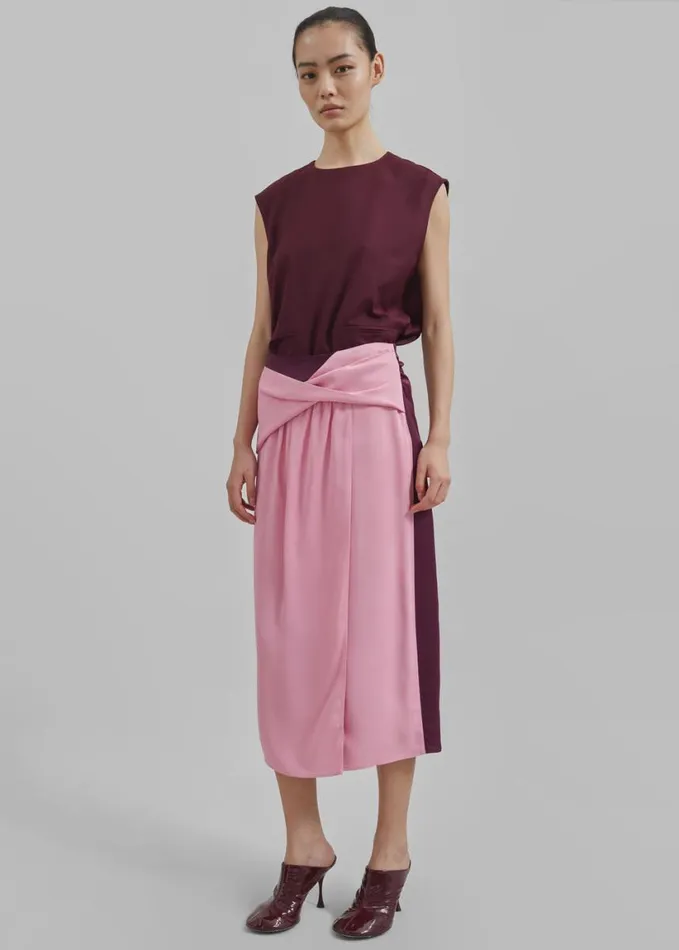 Clothing Women The Frankie Shop JW Anderson Twisted Midi Skirt 8211 Bubblegum