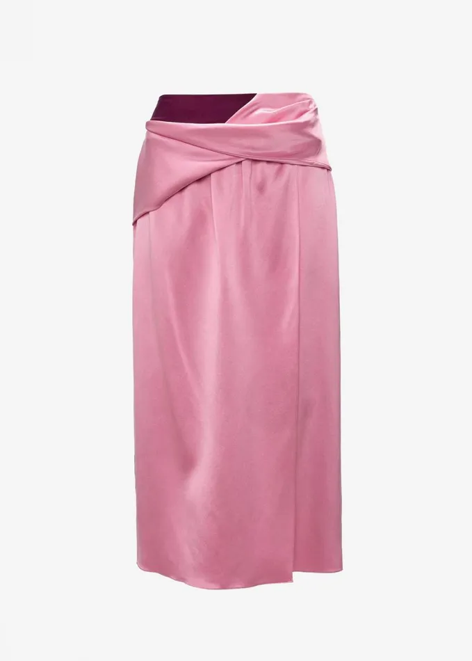 Clothing Women The Frankie Shop JW Anderson Twisted Midi Skirt 8211 Bubblegum