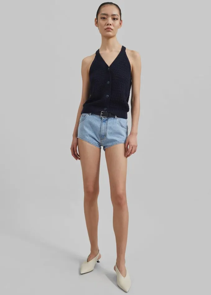 Clothing Women The Frankie Shop Leonie Knitted Halter Top 8211 Navy