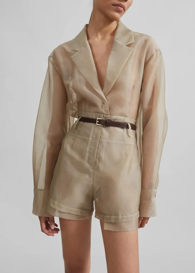 Clothing Women The Frankie Shop Lise Sheer Shorts 8211 Desert Sand