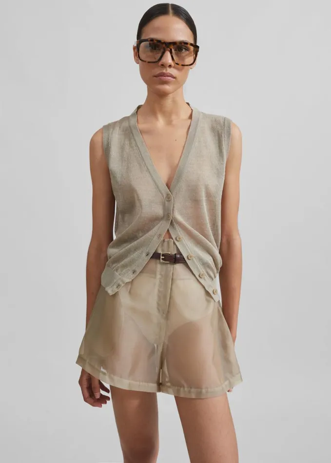 Clothing Women The Frankie Shop Lise Sheer Shorts 8211 Desert Sand