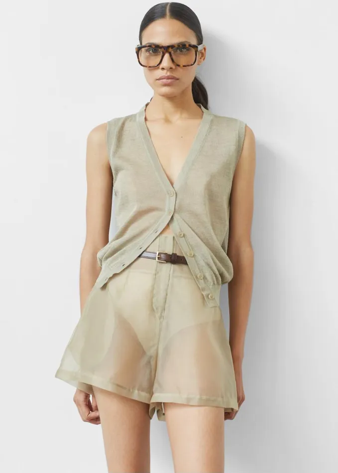 Clothing Women The Frankie Shop Lise Sheer Shorts 8211 Desert Sand