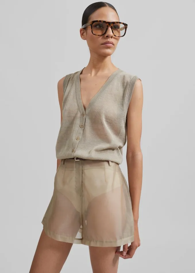 Clothing Women The Frankie Shop Lise Sheer Shorts 8211 Desert Sand