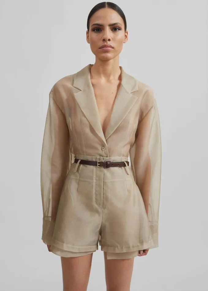Clothing Women The Frankie Shop Lise Sheer Shorts 8211 Desert Sand