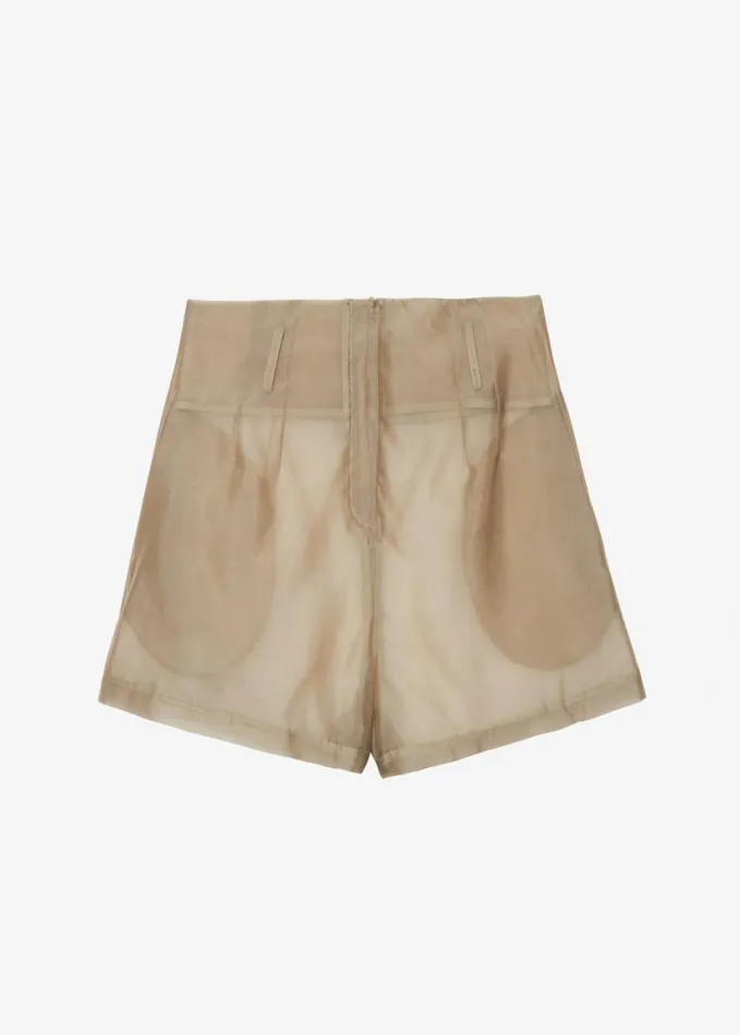 Clothing Women The Frankie Shop Lise Sheer Shorts 8211 Desert Sand