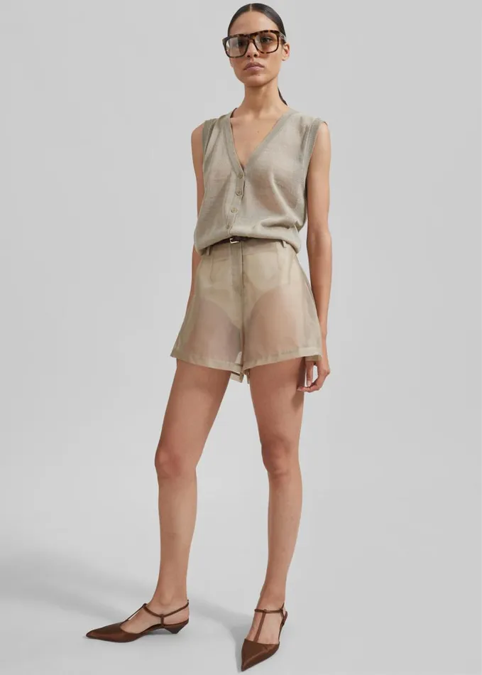 Clothing Women The Frankie Shop Lise Sheer Shorts 8211 Desert Sand