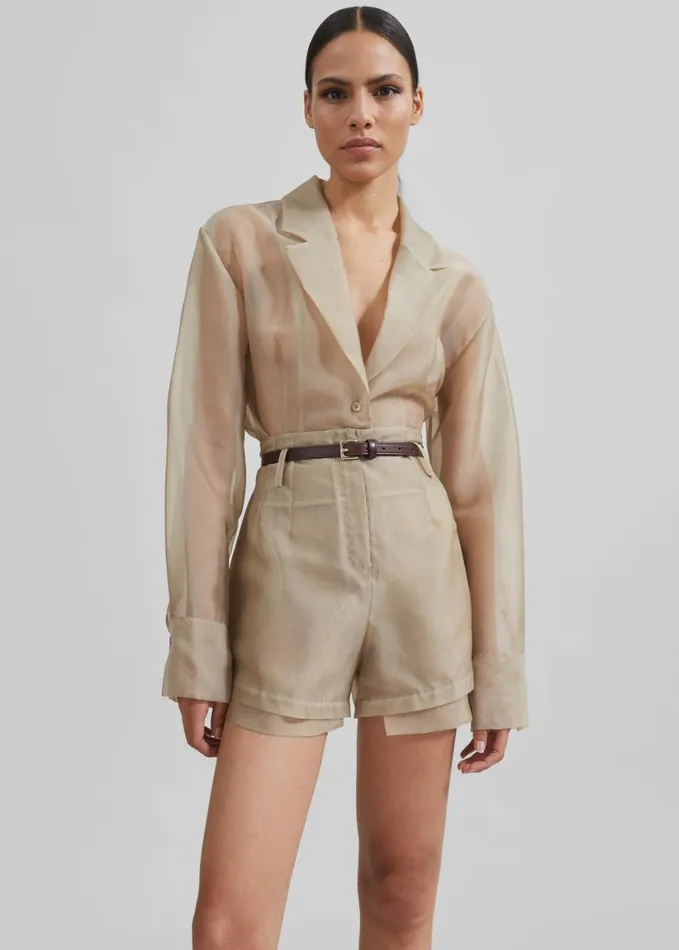 Clothing Women The Frankie Shop Lise Sheer Shorts 8211 Desert Sand