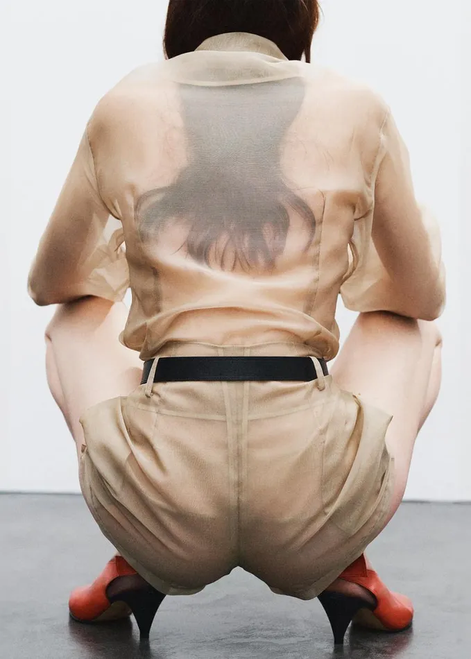 Clothing Women The Frankie Shop Lise Sheer Shorts 8211 Desert Sand