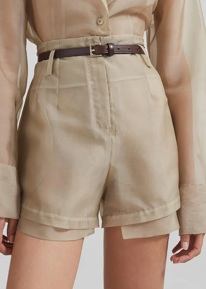 Clothing Women The Frankie Shop Lise Sheer Shorts 8211 Desert Sand