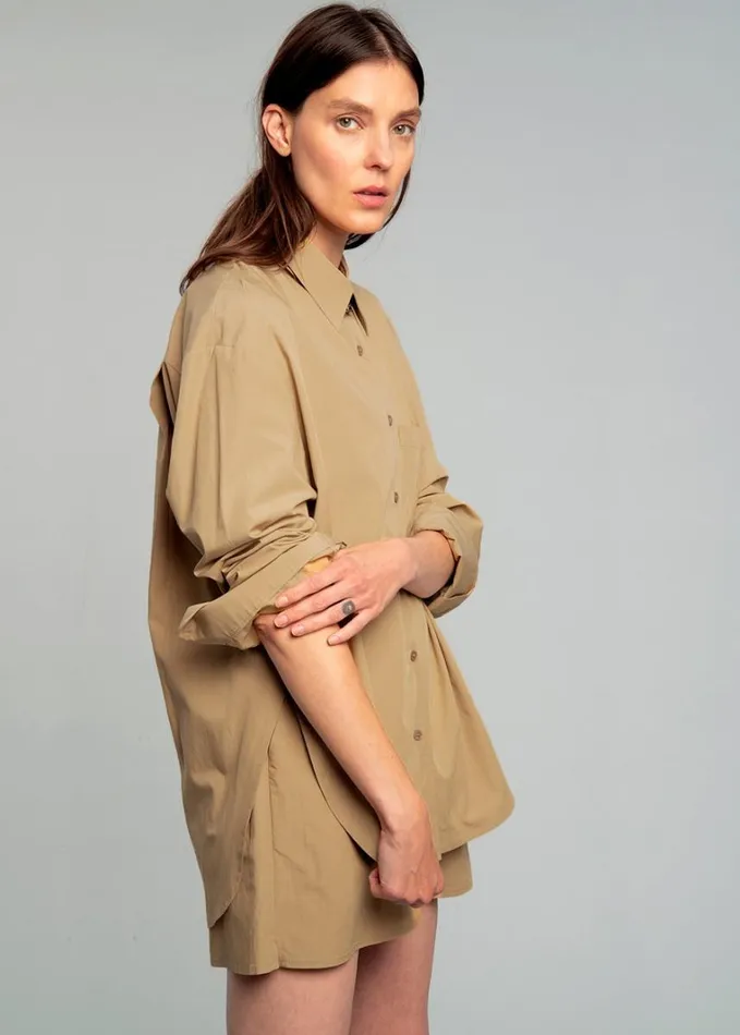 Clothing Women The Frankie Shop Lui Organic Cotton Shirt 8211 Sahara