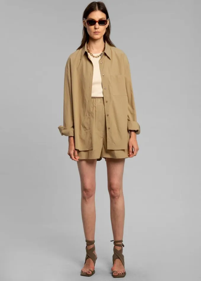 Clothing Women The Frankie Shop Lui Organic Cotton Shirt 8211 Sahara