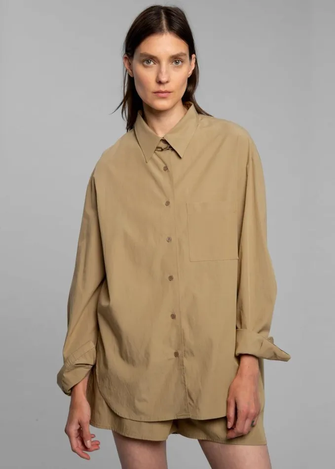 Clothing Women The Frankie Shop Lui Organic Cotton Shirt 8211 Sahara