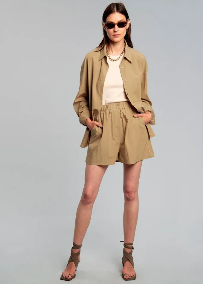Clothing Women The Frankie Shop Lui Organic Cotton Shirt 8211 Sahara