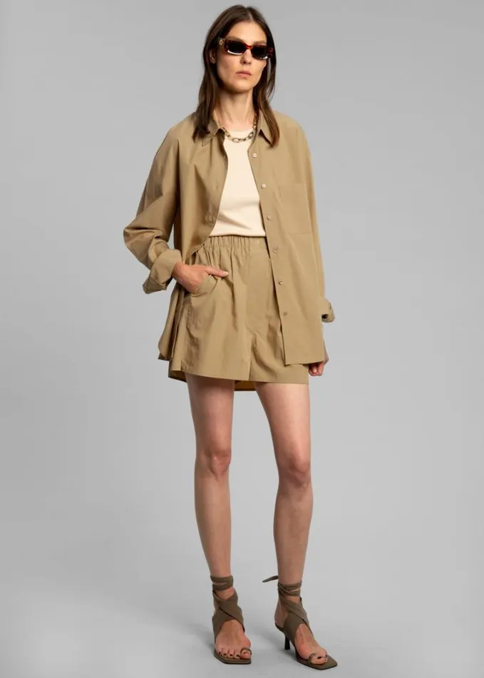 Clothing Women The Frankie Shop Lui Organic Cotton Shirt 8211 Sahara