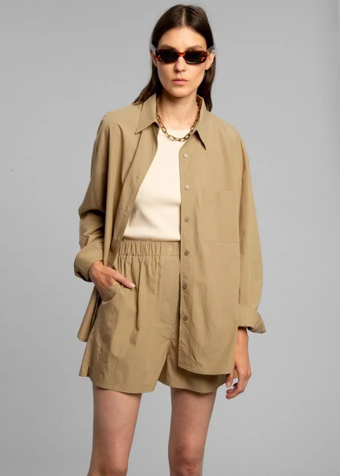 Clothing Women The Frankie Shop Lui Organic Cotton Shirt 8211 Sahara