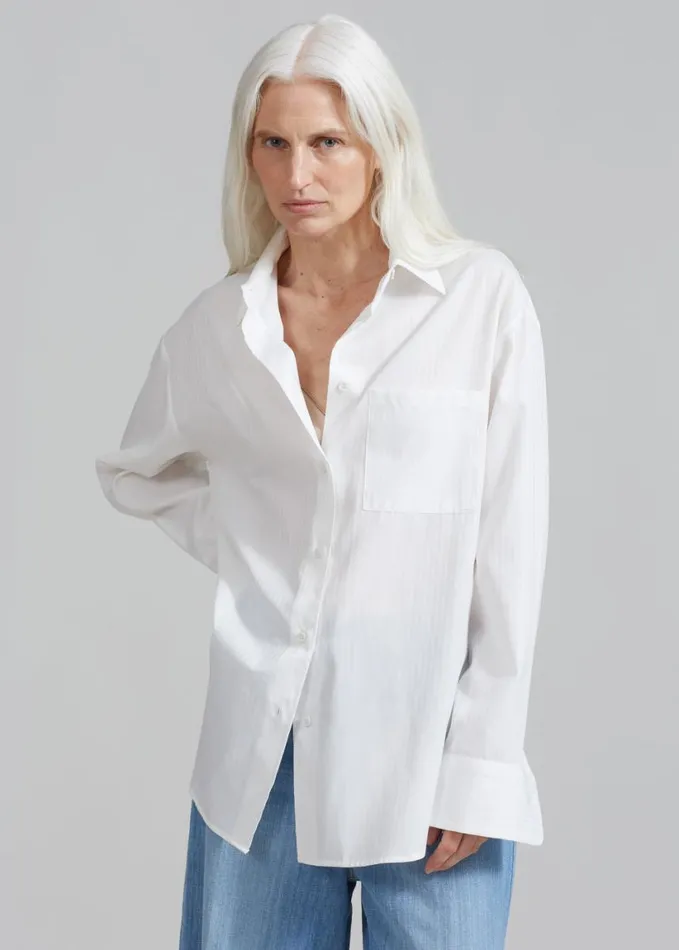 Clothing Women The Frankie Shop Lui White Shirt 8211 White Stripe