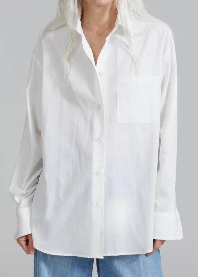 Clothing Women The Frankie Shop Lui White Shirt 8211 White Stripe