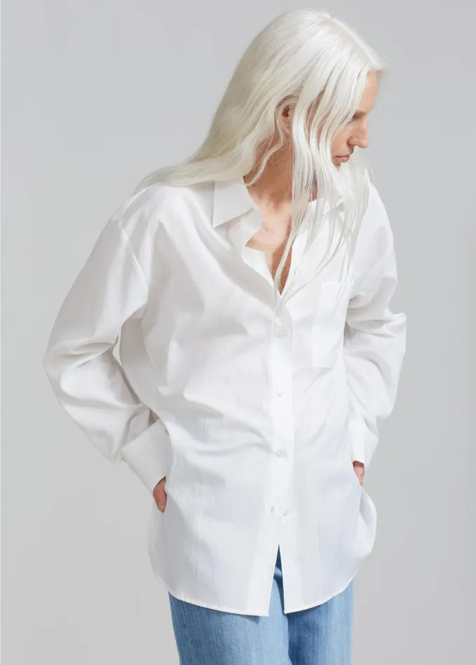 Clothing Women The Frankie Shop Lui White Shirt 8211 White Stripe