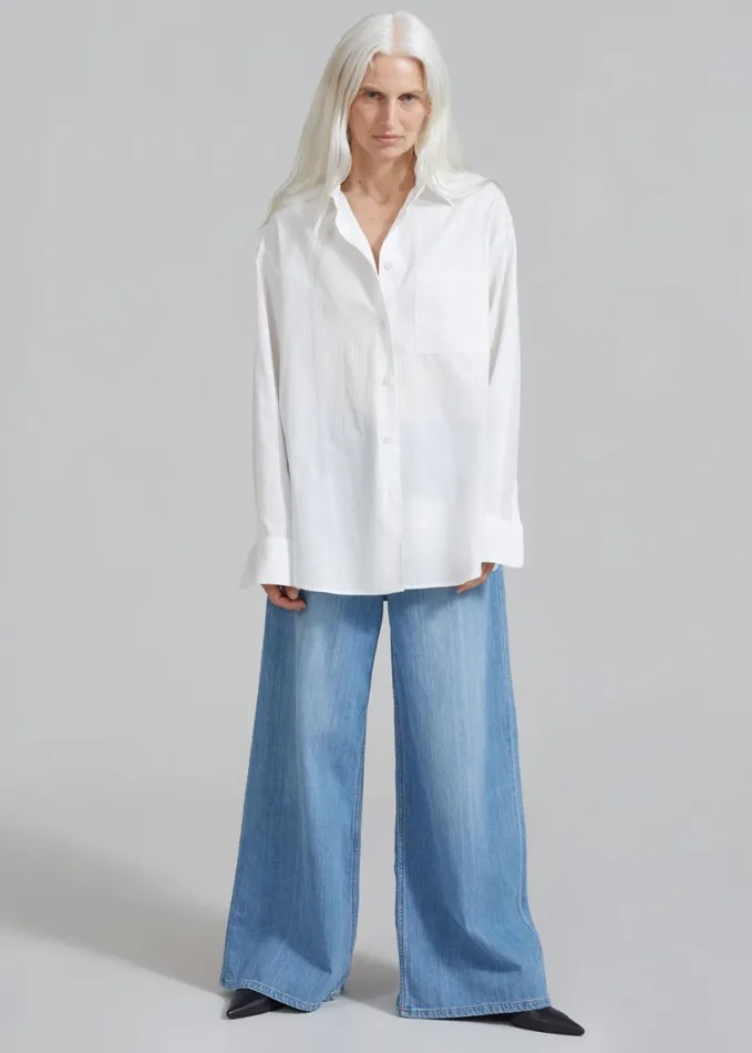 Clothing Women The Frankie Shop Lui White Shirt 8211 White Stripe
