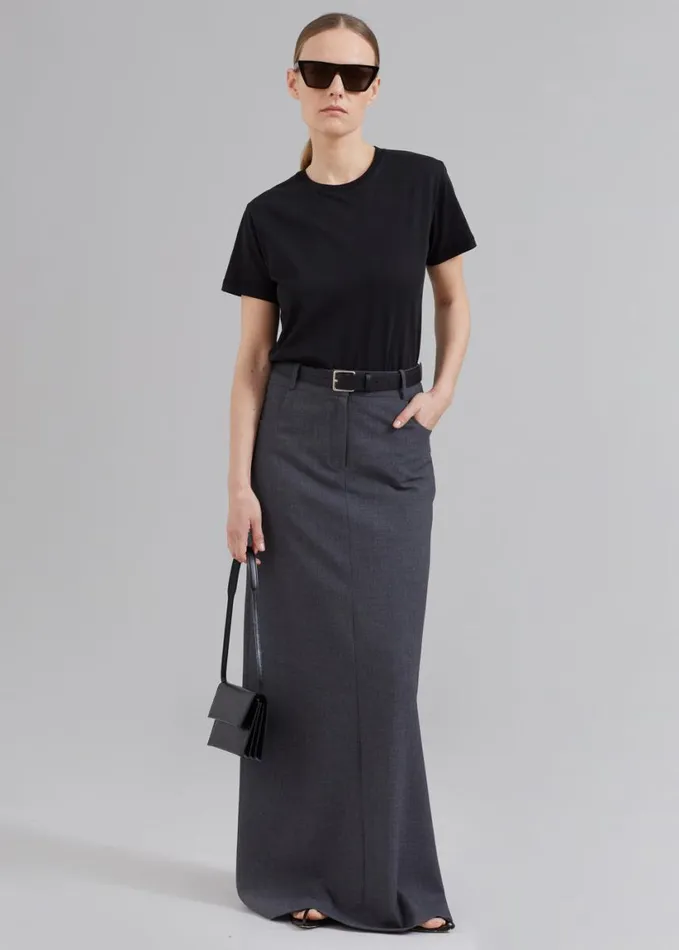 Clothing Women The Frankie Shop Malvo Long Pencil Skirt 8211 Charcoal