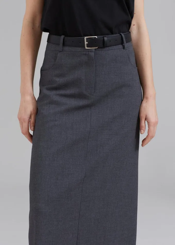 Clothing Women The Frankie Shop Malvo Long Pencil Skirt 8211 Charcoal