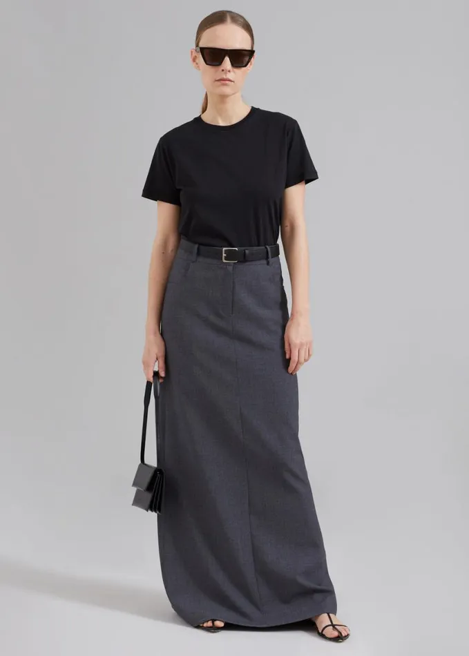 Clothing Women The Frankie Shop Malvo Long Pencil Skirt 8211 Charcoal