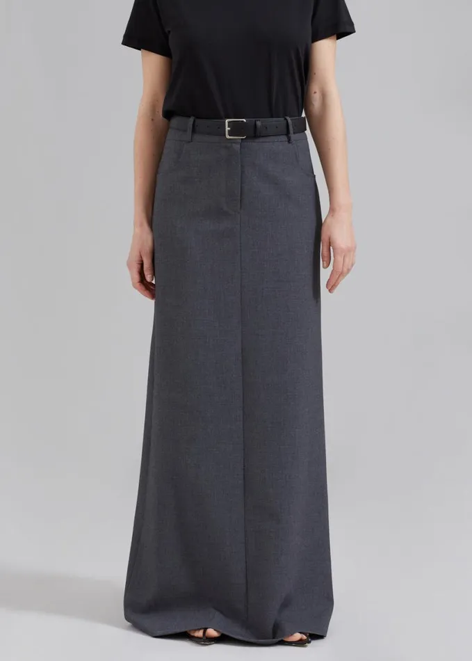 Clothing Women The Frankie Shop Malvo Long Pencil Skirt 8211 Charcoal