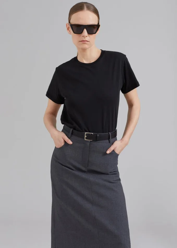 Clothing Women The Frankie Shop Malvo Long Pencil Skirt 8211 Charcoal