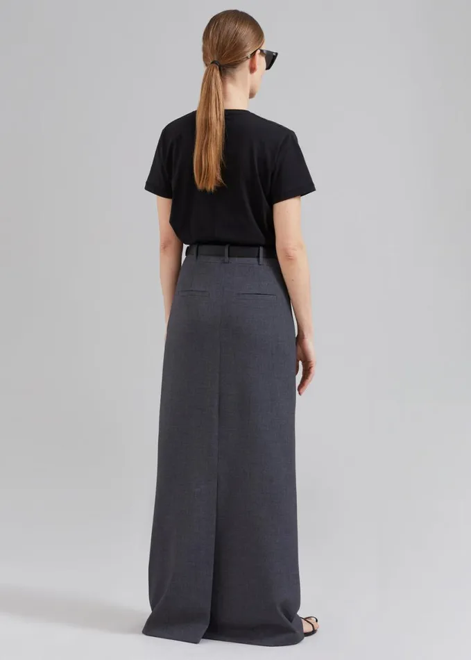 Clothing Women The Frankie Shop Malvo Long Pencil Skirt 8211 Charcoal