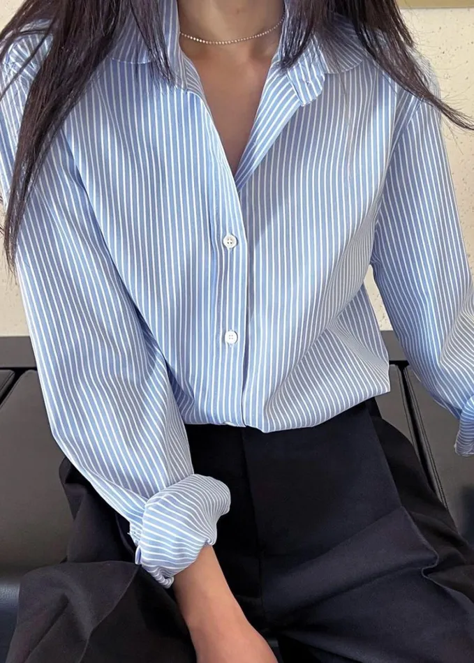 Clothing Women The Frankie Shop Mina Shirt 8211 Blue Stripe