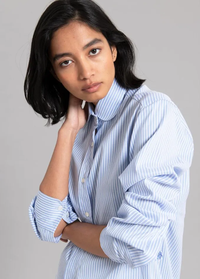Clothing Women The Frankie Shop Mina Shirt 8211 Blue Stripe