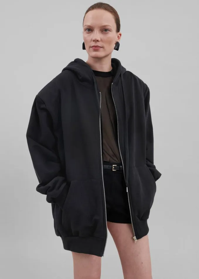 Clothing Women The Frankie Shop Nami Zip Up Hoodie 8211 Black