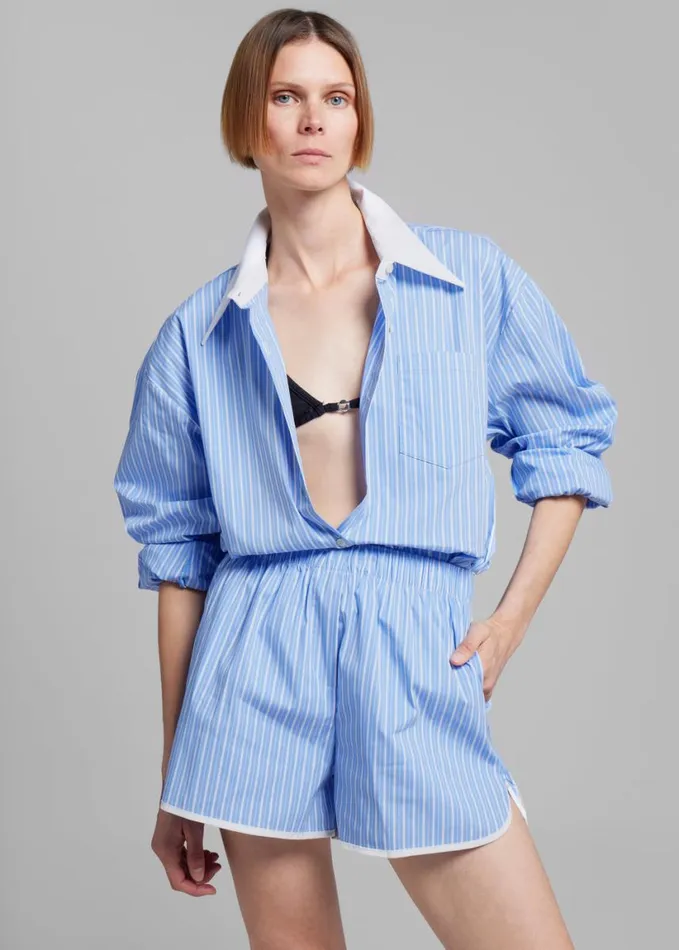 Clothing Women The Frankie Shop Orla Boxer Shorts 8211 BlueWhite Stripe