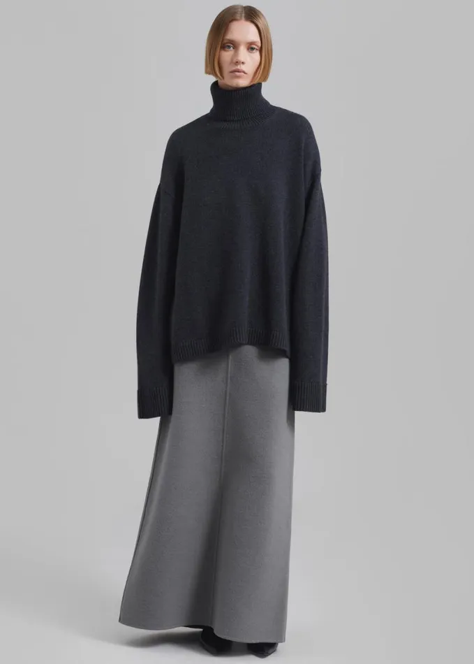 Clothing Women The Frankie Shop Rhea Trapeze Turtleneck 8211 Charcoal
