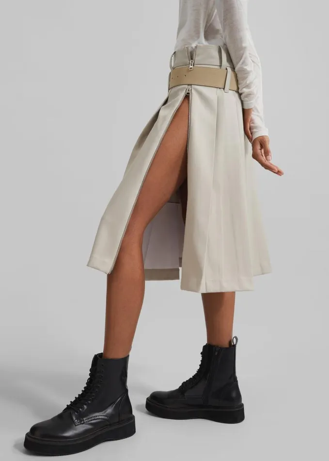 Clothing Women The Frankie Shop Sarina Pleated Skirt 8211 Beige