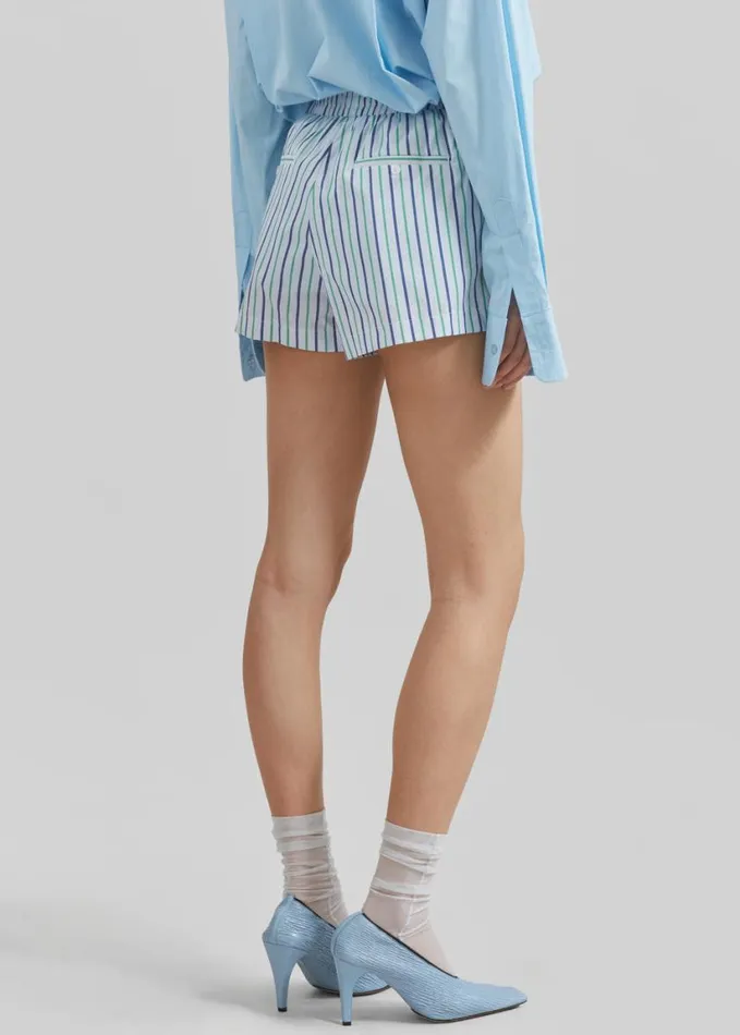 Clothing Women The Frankie Shop Sinead Boxer Shorts 8211 WhiteGreen Stripe