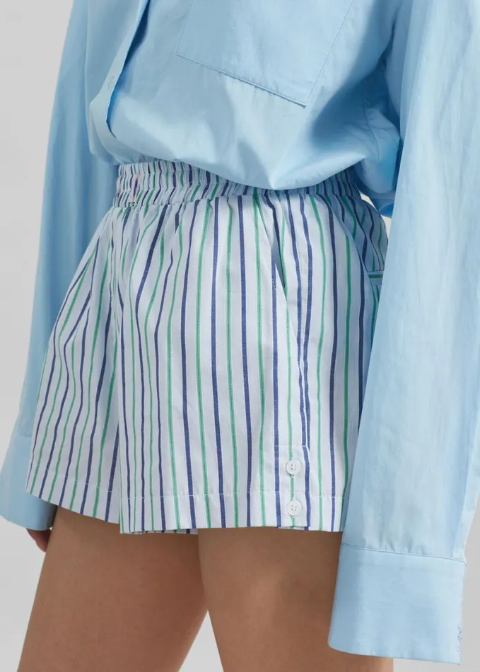 Clothing Women The Frankie Shop Sinead Boxer Shorts 8211 WhiteGreen Stripe