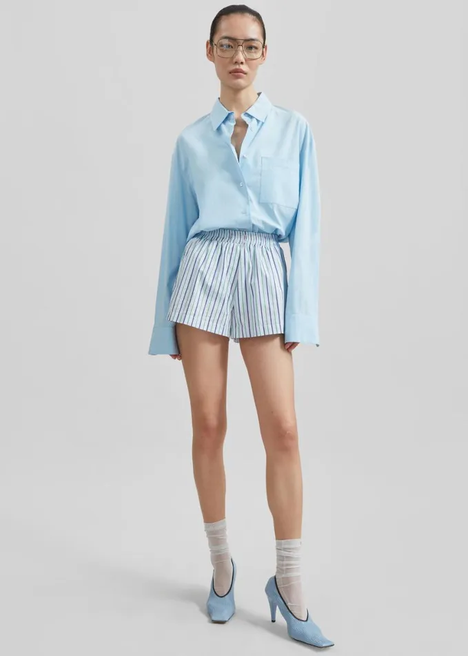 Clothing Women The Frankie Shop Sinead Boxer Shorts 8211 WhiteGreen Stripe