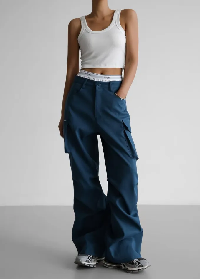Clothing Women The Frankie Shop Valo Cargo Pants 8211 Navy