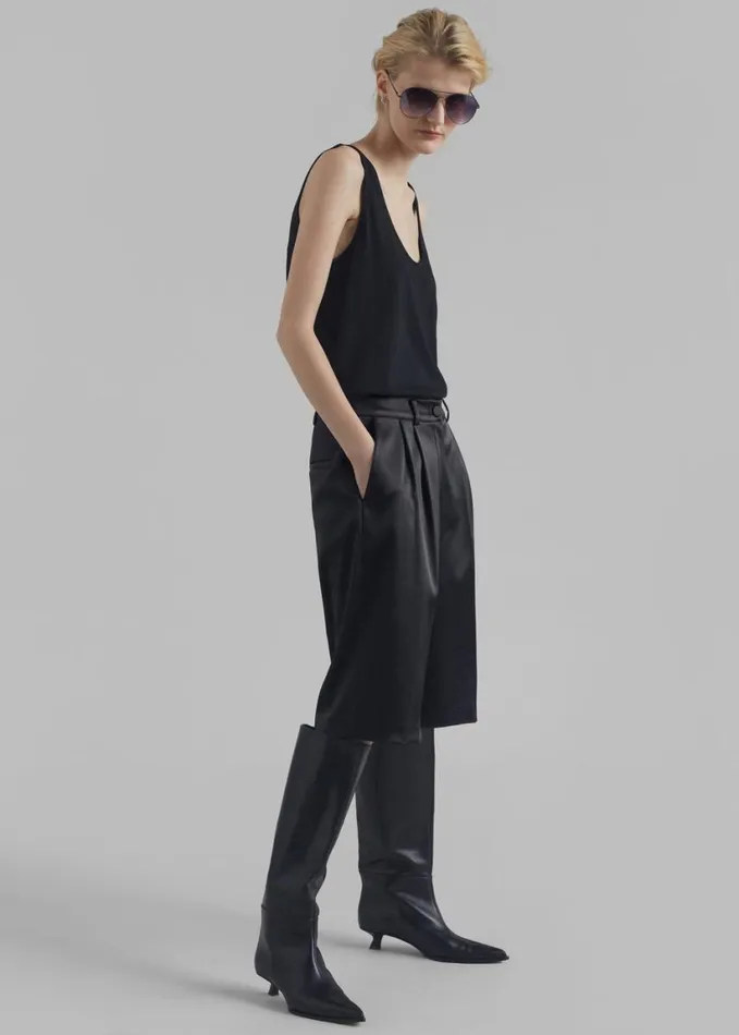 Clothing Women The Frankie Shop Vienna Satin Bermuda Shorts 8211 Black
