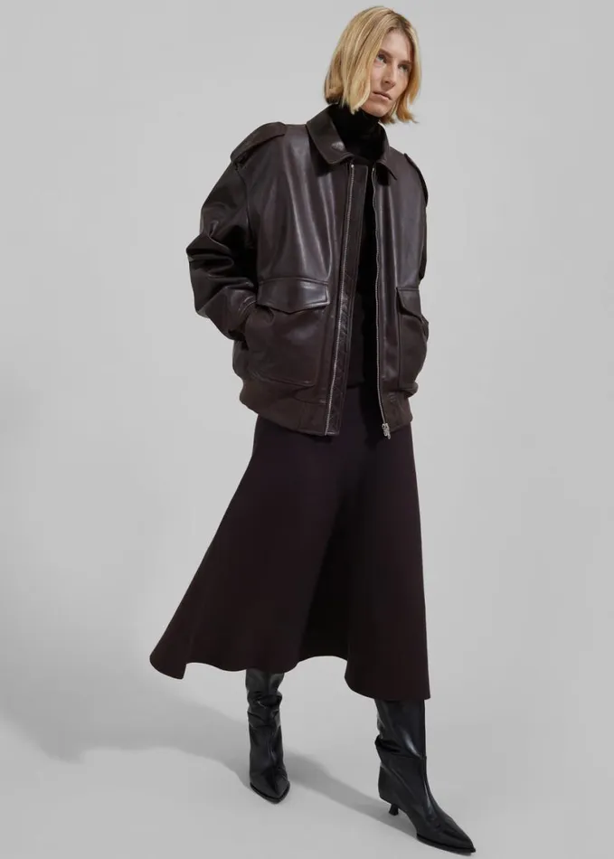 Clothing Women The Frankie Shop Viper Leather Jacket 8211 Dark Plum