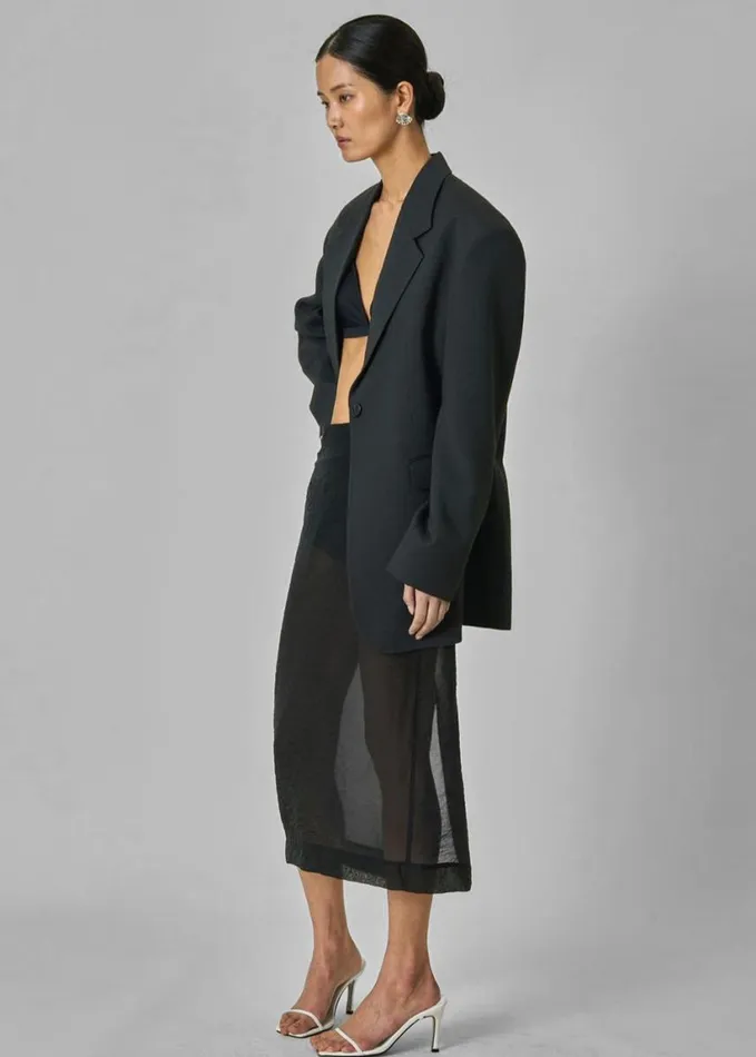 Clothing Women The Frankie Shop Yara Sheer Midi Skirt 8211 Black